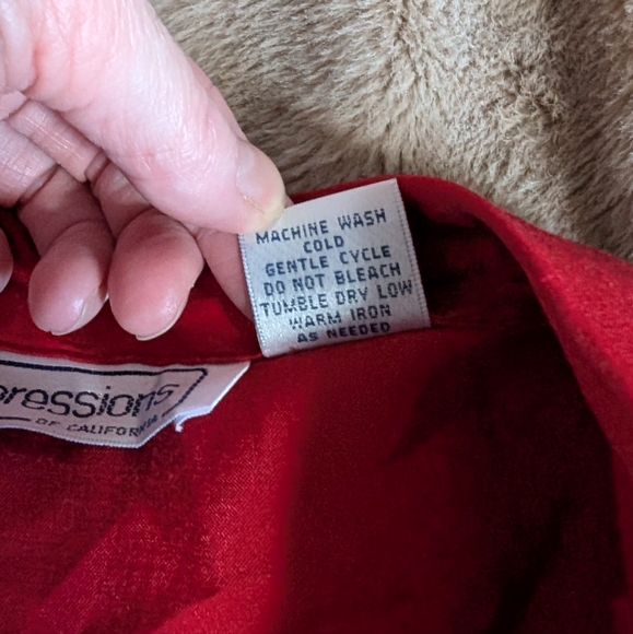 🔥 Impressions Vintage Shiny Iridescent Red Button Down Shirt - Picture 4 of 5